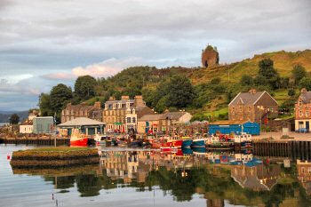 Picture of a small harbour village in the evening light