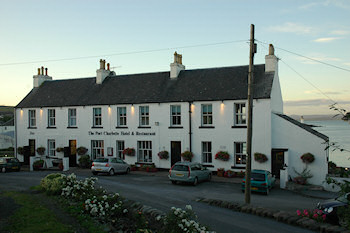 Picture of the Port Charlotte Hotel on Islay in the evening sun