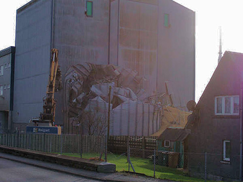 Picture of a grain silo being demolished
