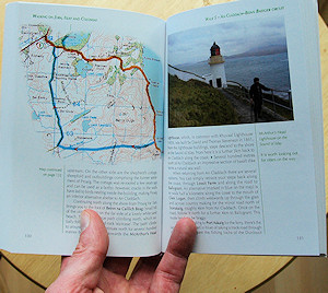 Picture of a walk description with a map and a picture