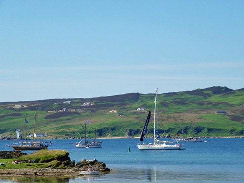 Picture of a bay with some tall ships and yachts