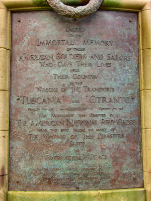 Picture of the plaque on the American Monument