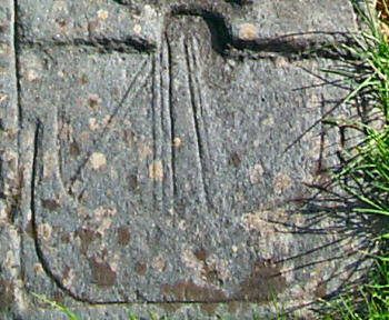 Picture of a carving of a birlinn on a grave slab