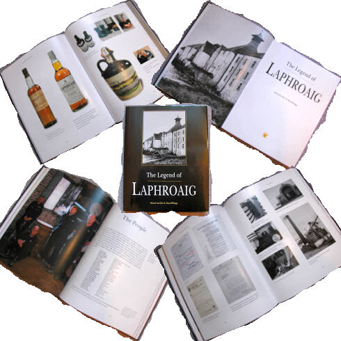 Collage of impressions from the The Legend of Laphroaig book