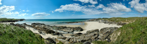 Picture of a panoramic view over a bay with a sandy beach