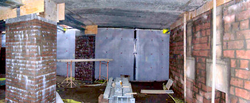 Picture of a larger basement room under construction