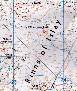 Scan of a map with the correct spelling Rinns of Islay