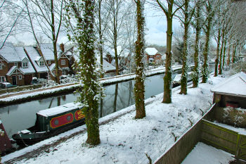 Picture of a canal after heavy snowfall