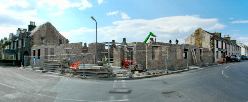 Picture of a panoramic view of a hotel under construction