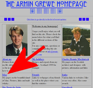 Screenshot of ‘The Armin Grewe Homepage’ in late 1999