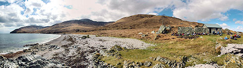 Picture of a bothy at a sound between two islands