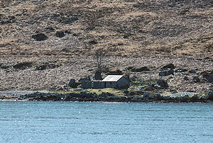Picture of a cottage next to the shore