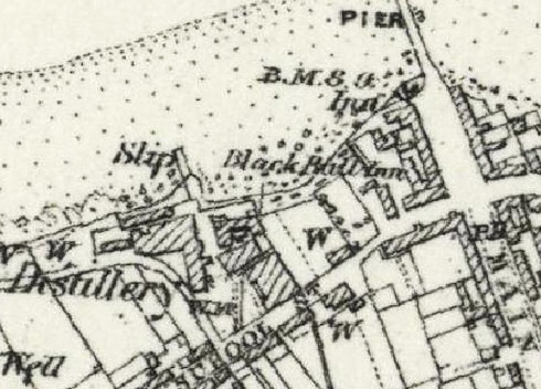 Screenshot of an old map of a coastal village