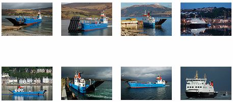 Screenshot of a thumbnail gallery with pictures of the Eilean Dhiura ferry