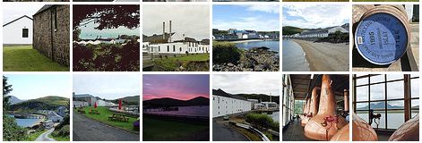 Screenshot of thumbnails of pictures of Islay distilleries