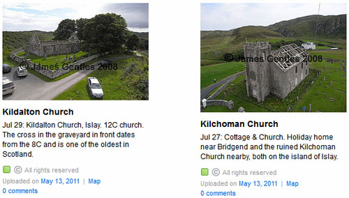 Screenshot of two pictures in a Flickr gallery