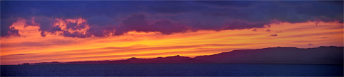 Panoramic picture of a November sunset over Islay