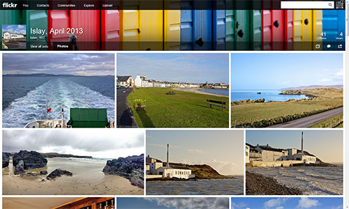 Screenshot of a photoset of Islay pictures on Flickr