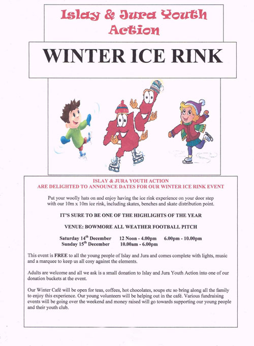Poster for the winter ice rink on Islay