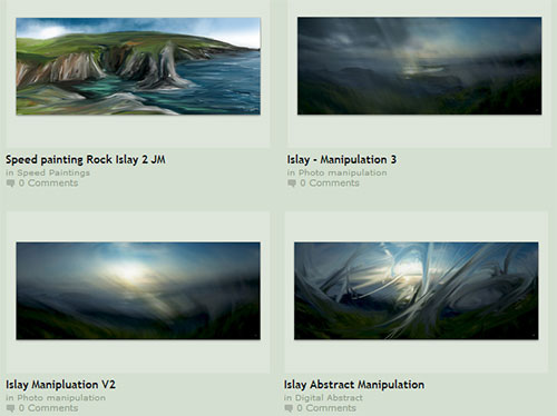 Screenshot of an online art gallery