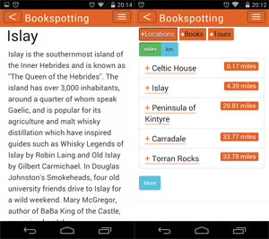 Screenshot from a smartphone app called bookspotting