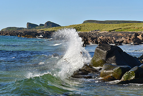 Picture of a wave splash against a rock