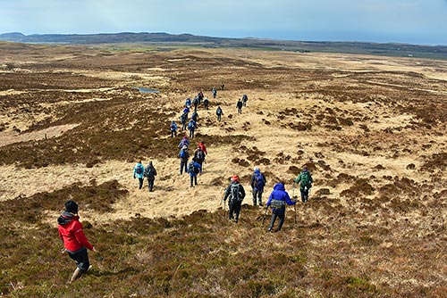 Picture of the group of walkers descending a hill